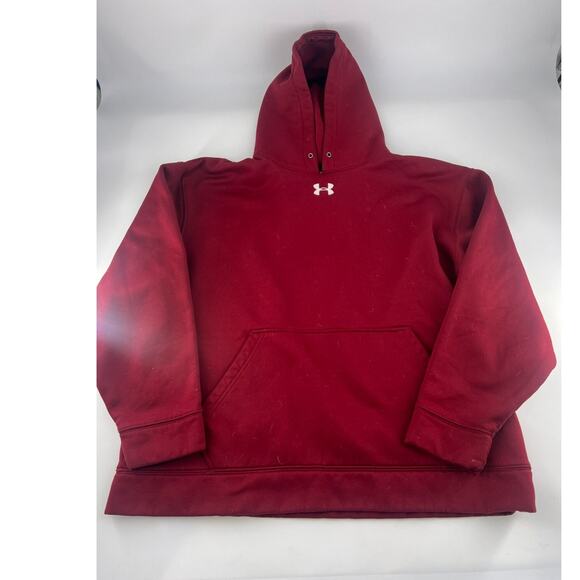 Under Armour Sweatshirt Mens Extra Large Red Burgundy Hoodie Sportswear - Picture 1 of 8